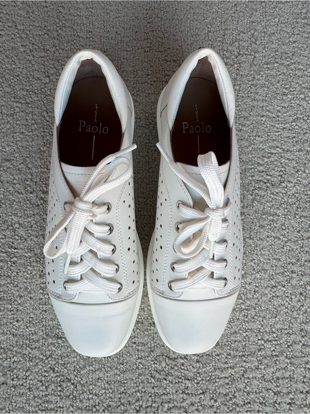 Linea Paolo Women’s White Platform Perforated Leather Sneaker - Picture 5 of 12